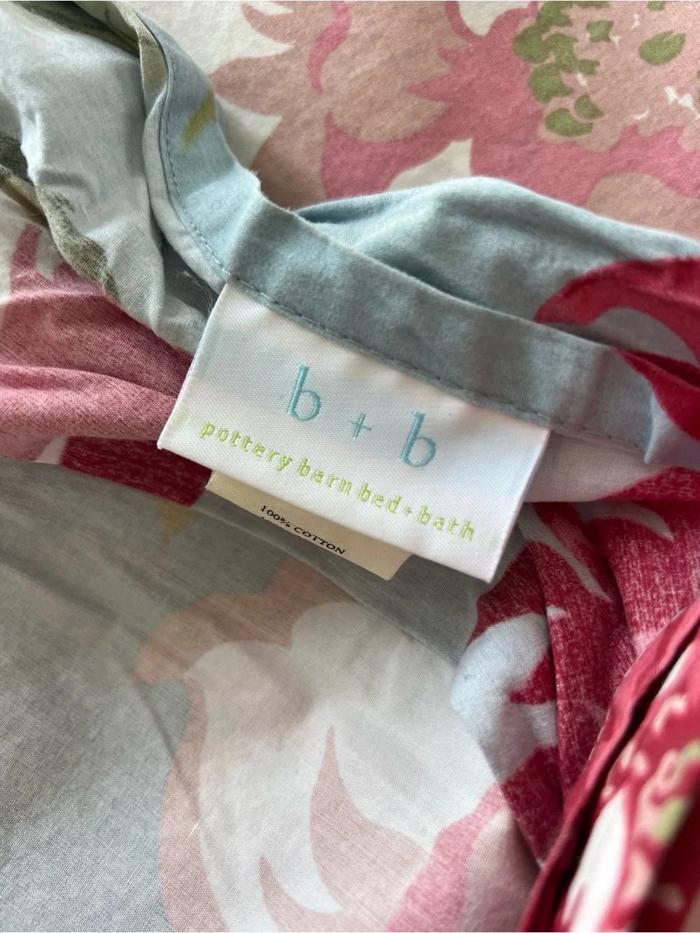 Pottery Barn  100% Cotton Duvet Cover Set in Sky Blue and Pink Floral